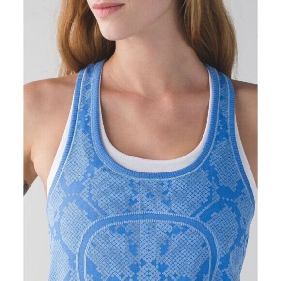 LULULEMON Swiftly Racerback Size 6 Ziggy Snake Blue - Picture 2 of 6